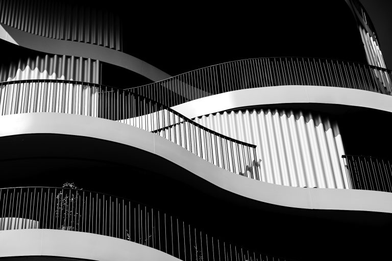 Vue architecturale ondulante, Folie Divine, Montpellier